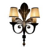Large lily flower wrought iron wall light from the 1960s.