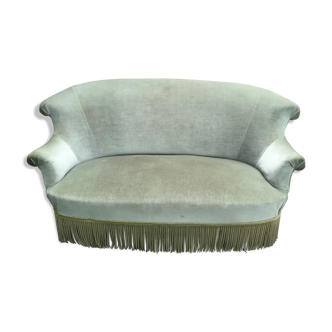 Vintage green velvet toad sofa  1970