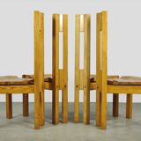 LAUKAAN PUU / brutalist pine dining table chairs “Rantasipi” / Finland 70s