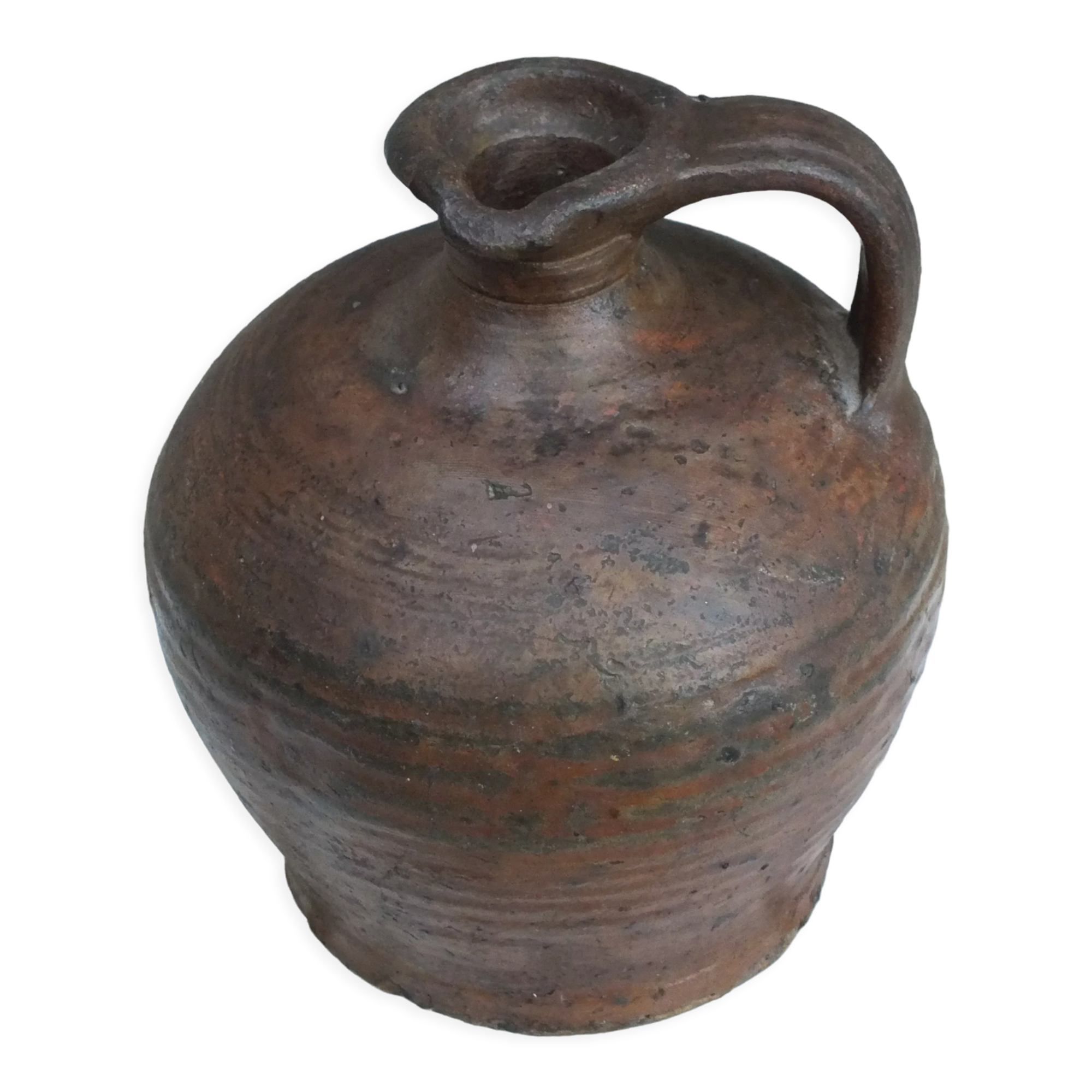 Cruche en terre- poterie d'art populaire ancienne