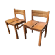 Pair of straw and elm chairs
