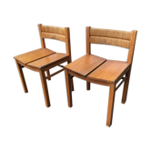 Paire de chaises paille et orme