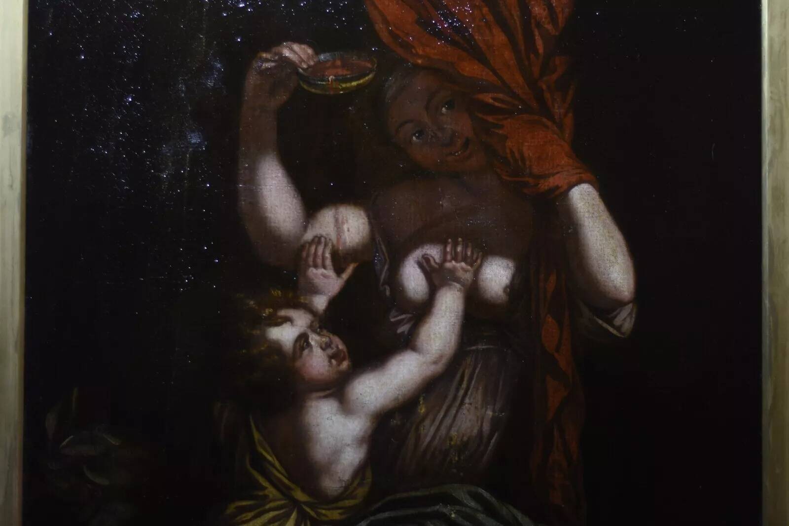 Early 18th Century Style Mother and a Child Oil Painting,