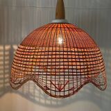 Vintage wicker flower pendant light
