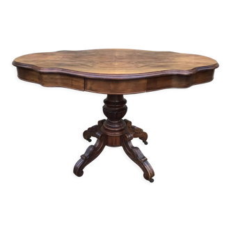 Violin table Pedestal table Napoleon III in walnut