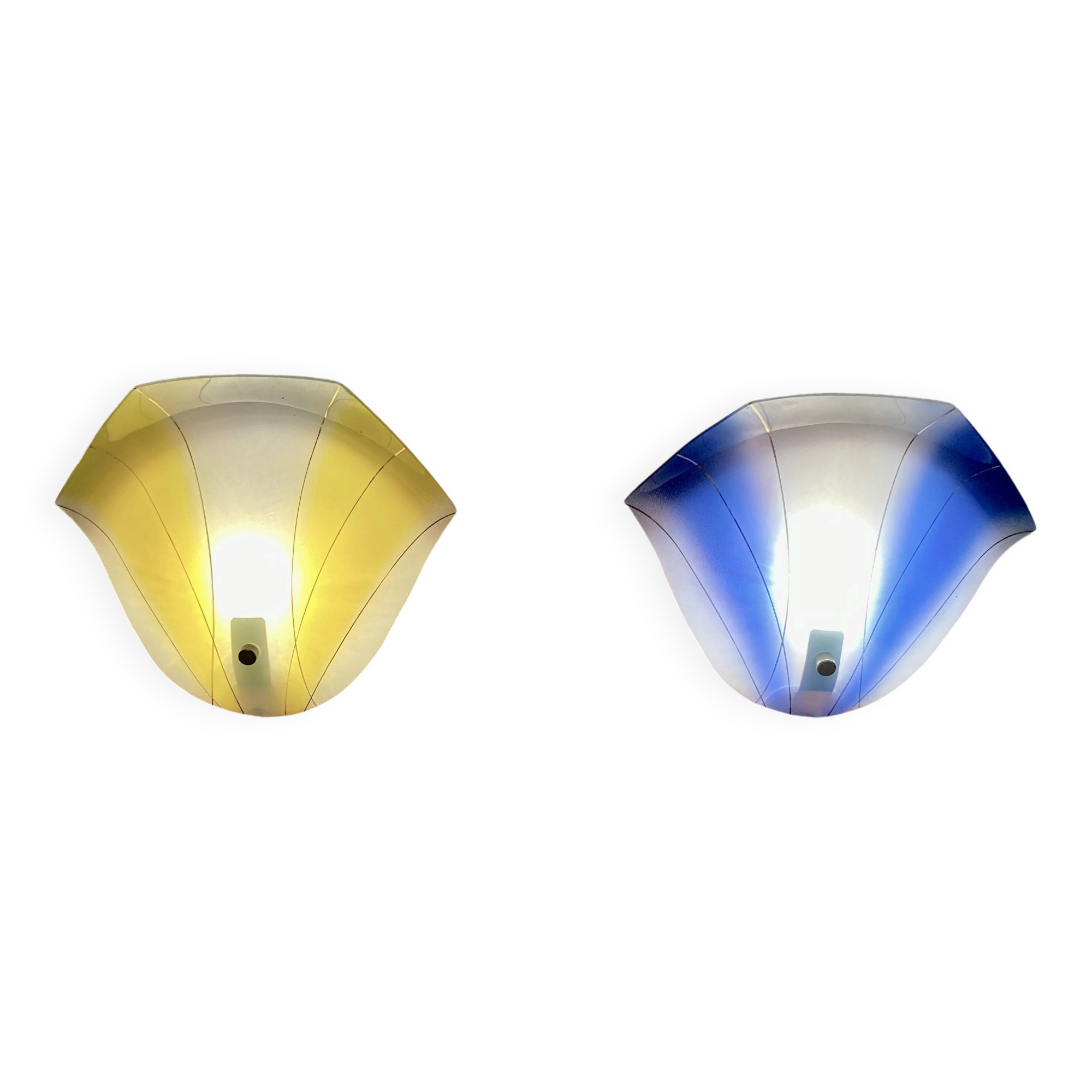 Grande paire d'appliques verre design scandinave 1950.