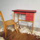 Bureau et chaise vintage en hêtre et skai
