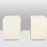 Luciano Frigerio. Pair of lacquered wood and bronze bedside tables. 1970s.