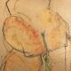 Mixed media on paper by robert haisley, study of female body, with color highlights