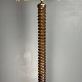 Brutalist midcentury wood turned cocoon floor lamp