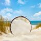 Handmade J. Adnet style mirror in brown vegetable-tanned leather, ø 70 cm