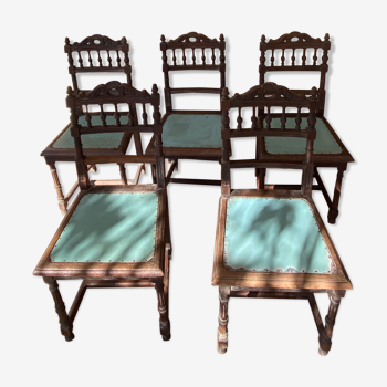 Lot 5 chairs Henri II style