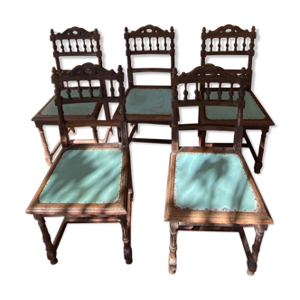 Lot 5 chairs Henri II style