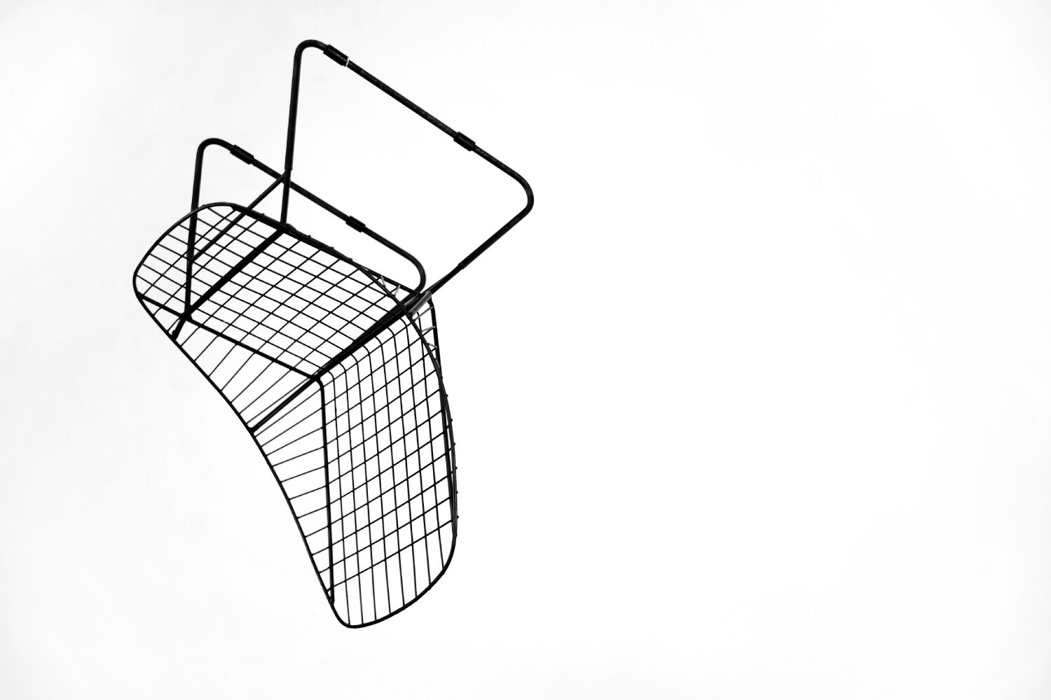 Original Vintage Scandinavian Mid-Century Modern Minimalist Black Wire Prototype Chair, 1960s, Set o