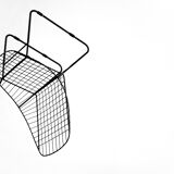 Original Vintage Scandinavian Mid-Century Modern Minimalist Black Wire Prototype Chair, 1960s, Set o