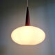 Scandinavian pendant light in teak and white opaline, Louis Kalff, Philips, 1960.
