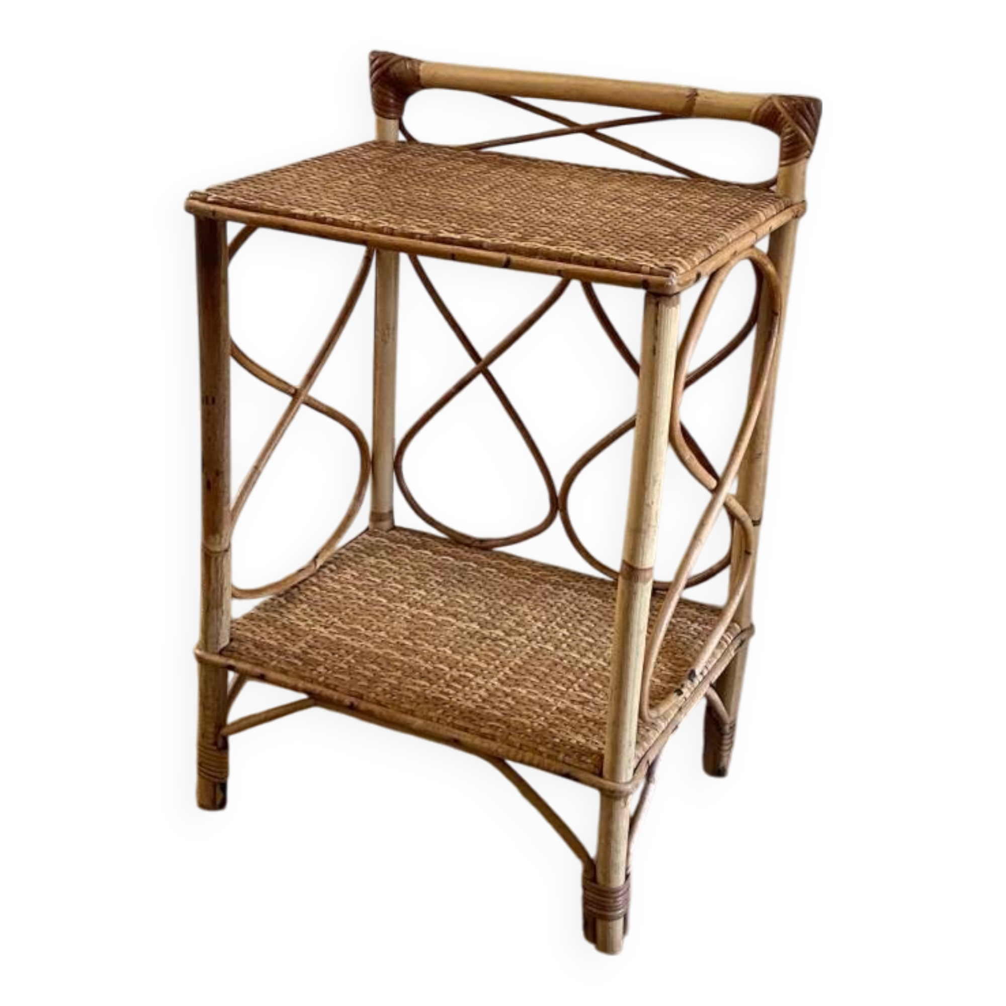 Vintage rattan bedside table 1960