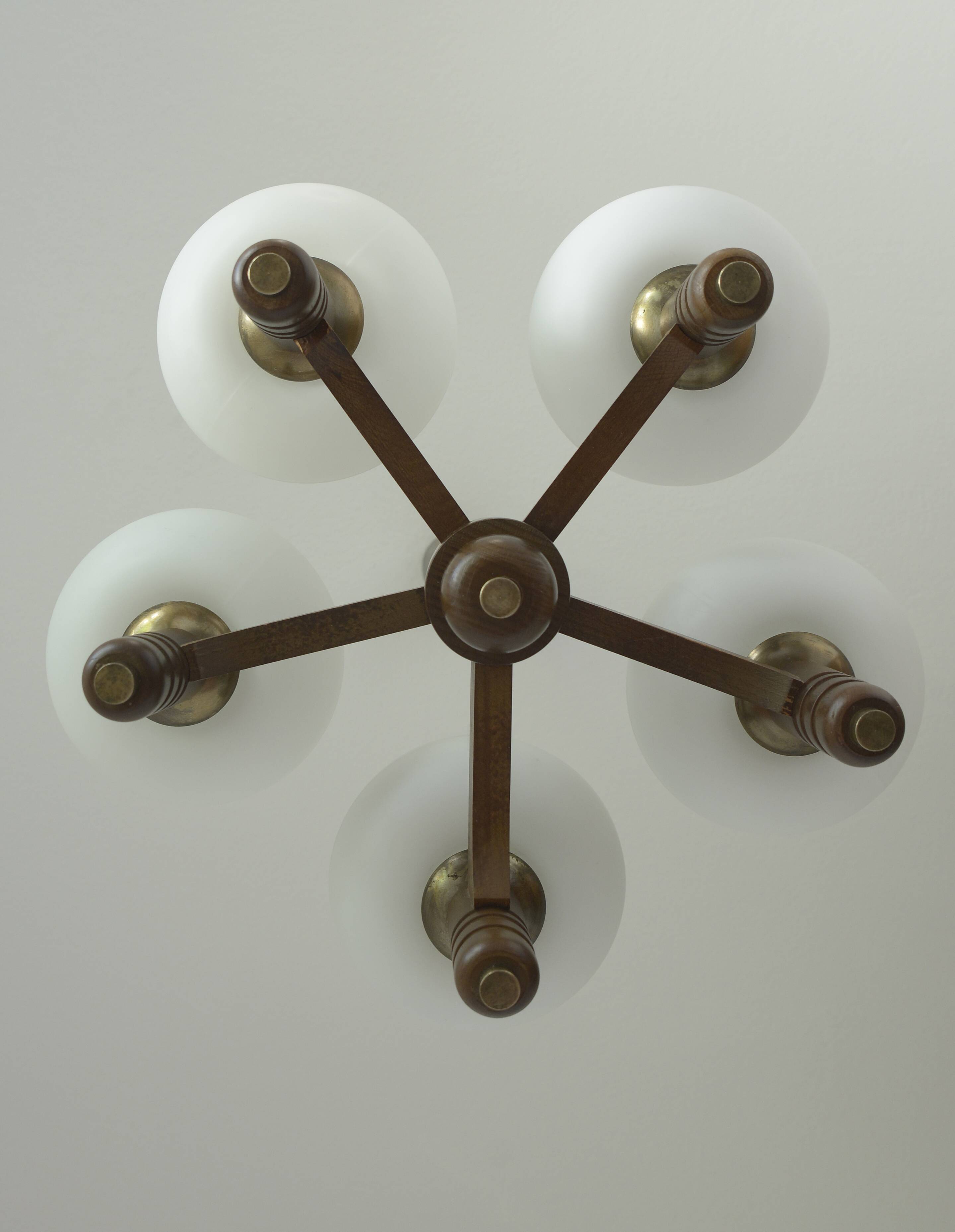 Vintage pendant lam rustic hanging mushroom chandelier wooden light 1970s