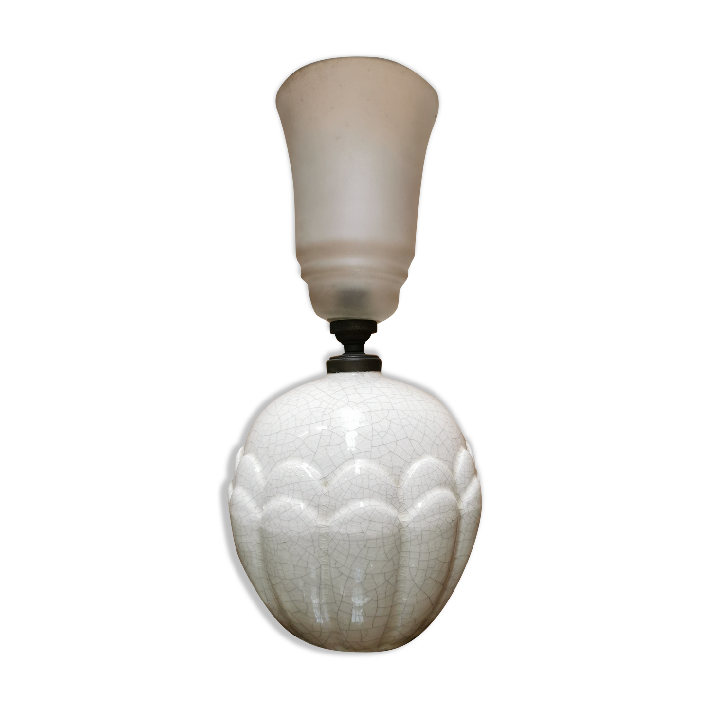 ART DECO design lamp, signed ceramic, Cracked 30's