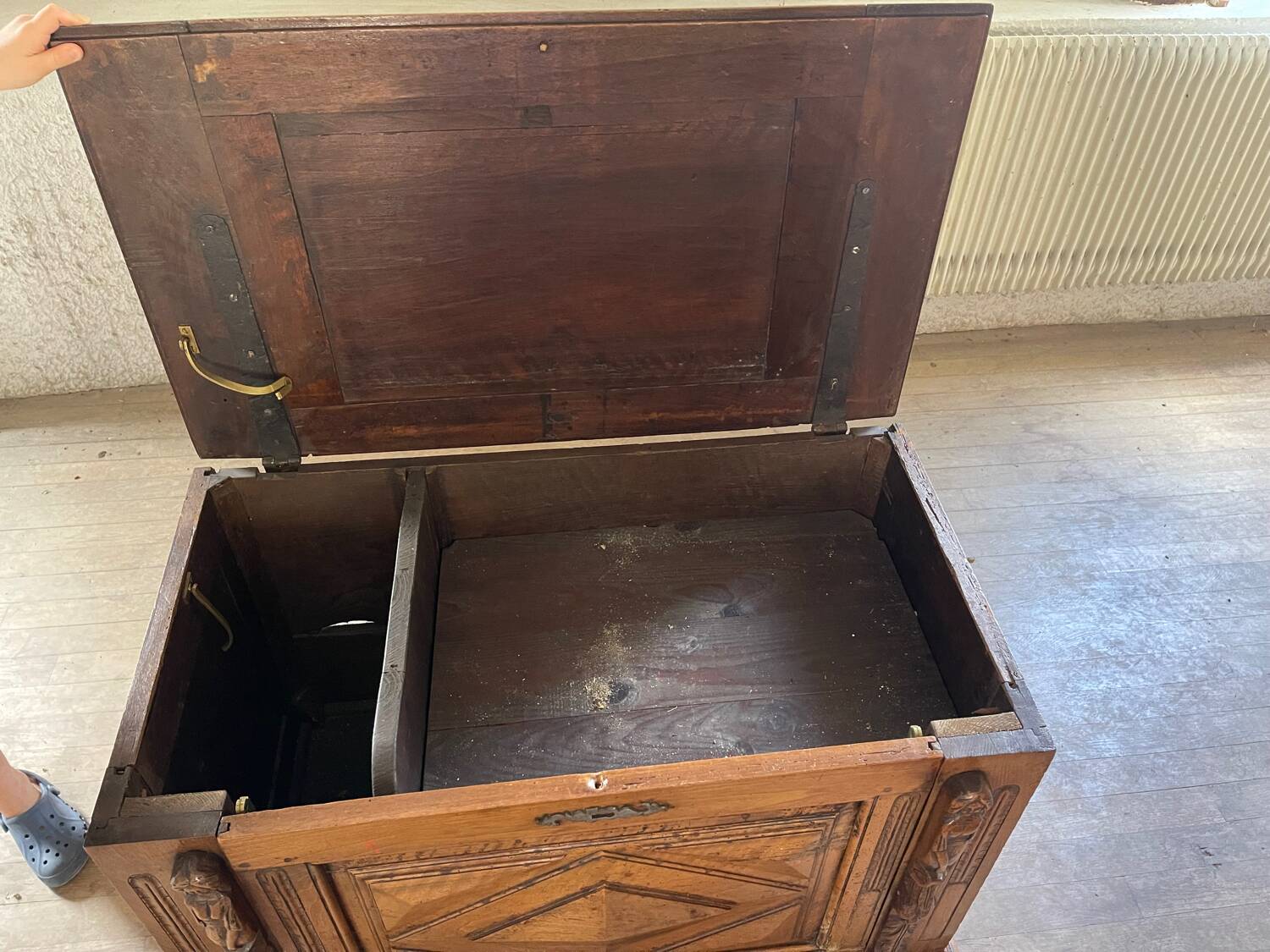 Carved wooden chest
