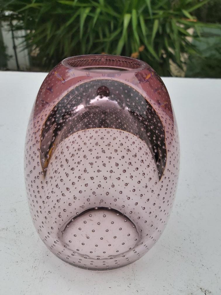 Murano mauve bubble glass vase