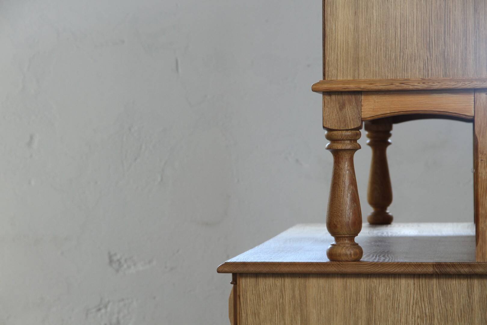 Vintage 1970 Danish Brutalist Light Oak Dining Cabinet, Henning Kjærnulf style