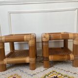 Pair of 70s bamboo bedside tables
