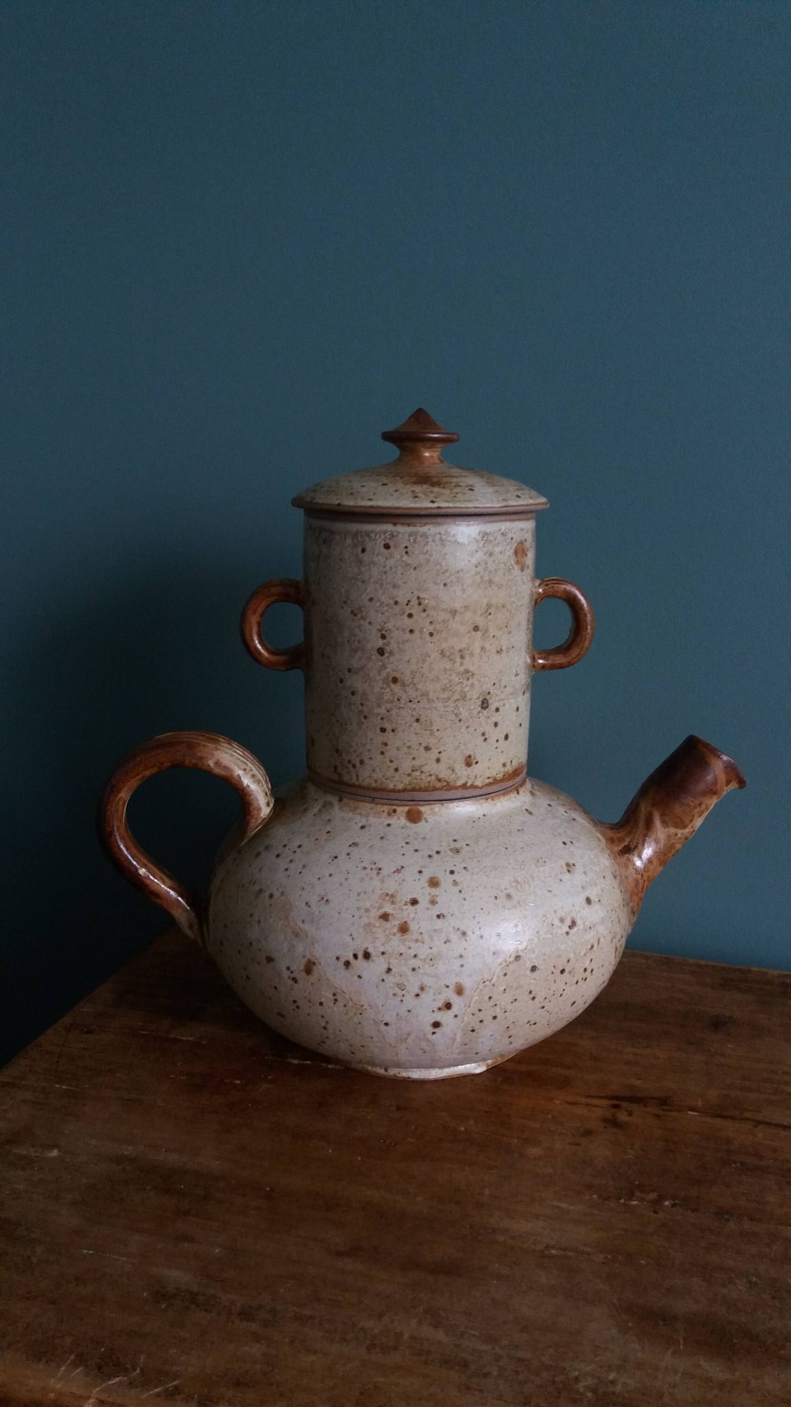 Tea or coffee service in Puisaye stoneware, signed Jean-Pierre Prud’homme