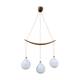 Scandinavian triple pendant light in Opaline and oak by Uno & Östen Kristiansson.
