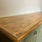 Antique green patinated grand buffet – 4 doors & 4 drawers – Wooden top