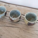 Series of 5 vintage stoneware cups