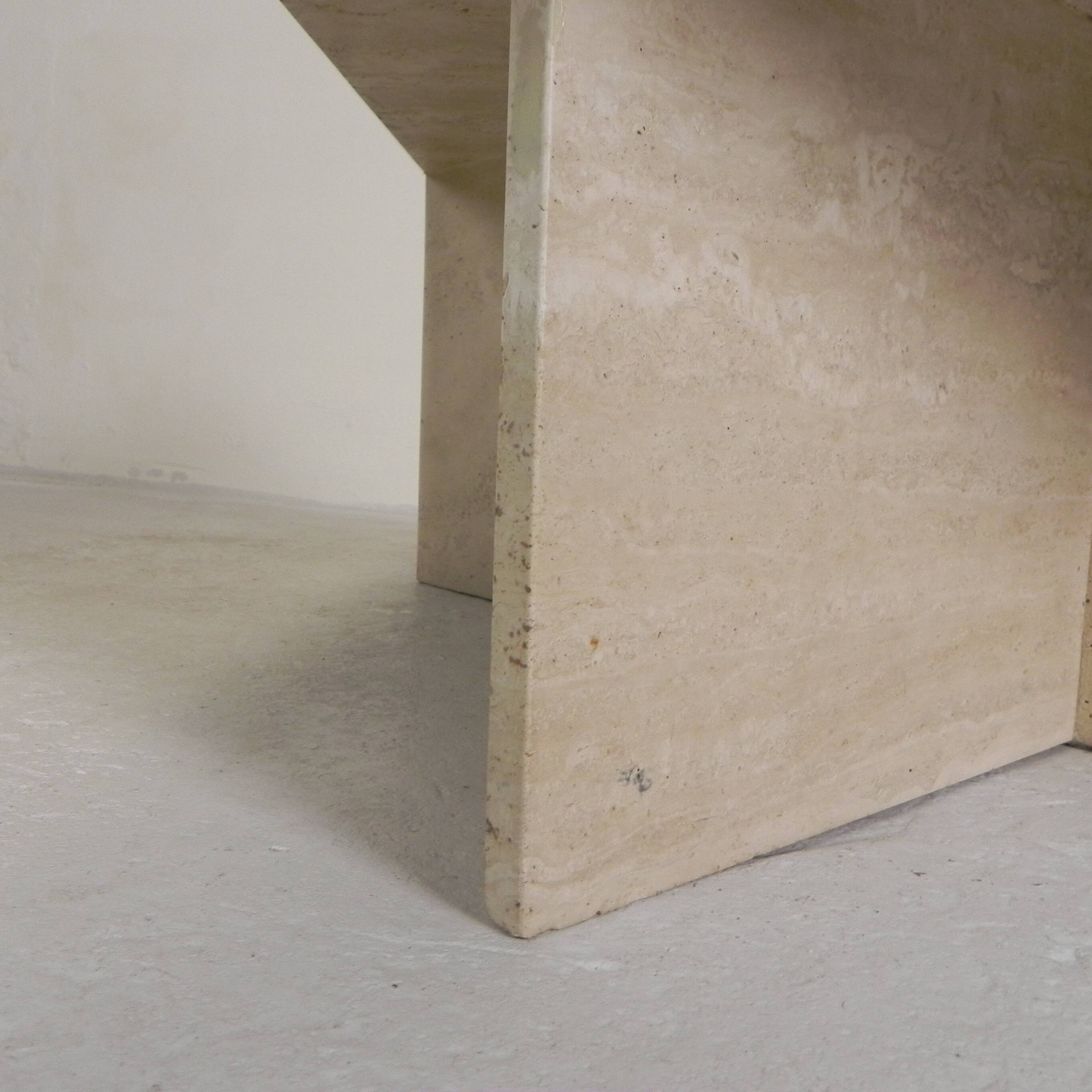 Mid-Century travertine coffee table with a triangular top, 1970s.