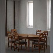 Denmark mid-century, set of 8 oak and lambswool chairs, Henning Kjærnulf, 1960s