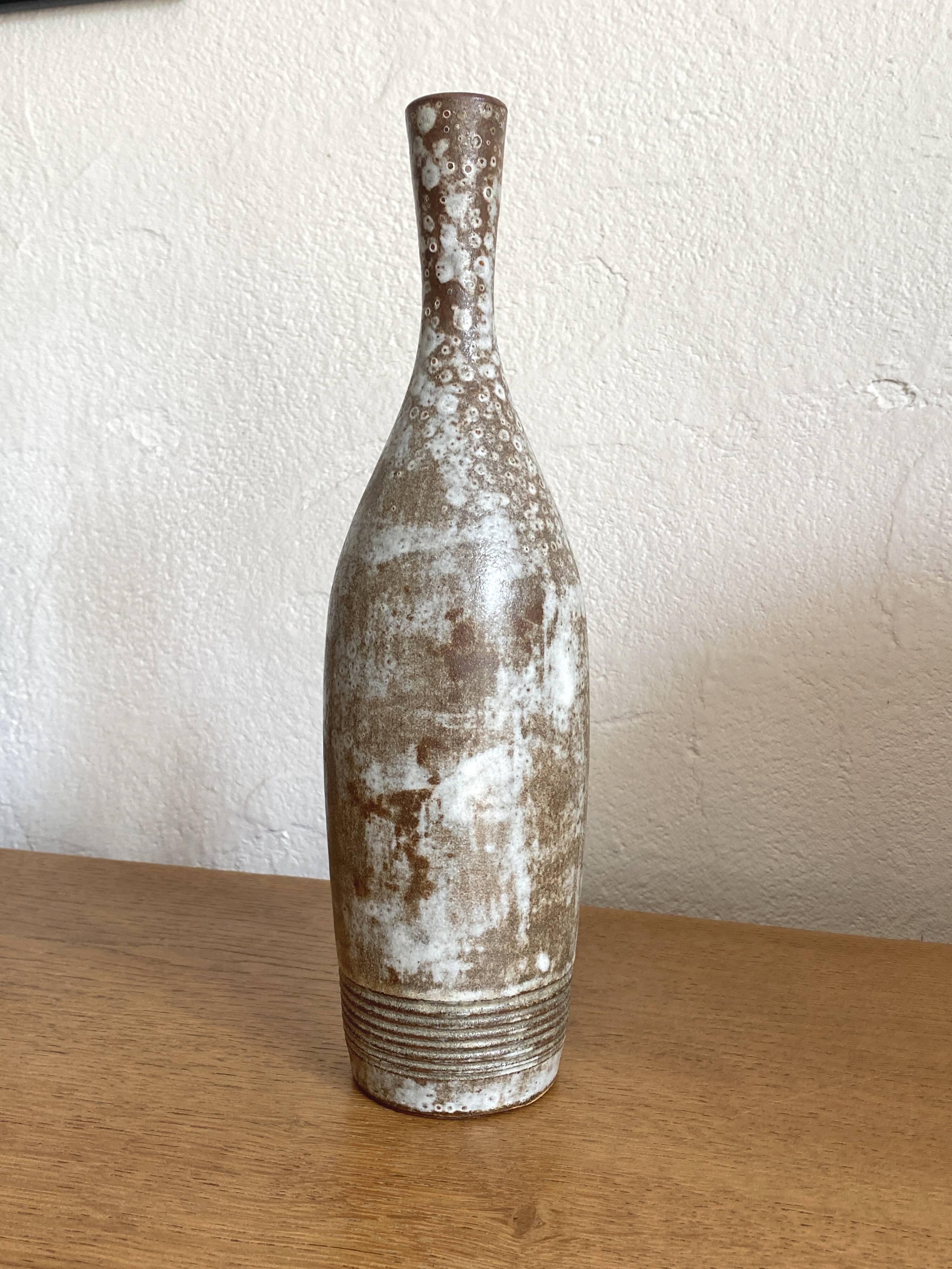 1950 enamelled ceramic vase signed A. Kostanda in Vallauris - H 30 cm perfect condition
