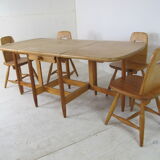Finnish Pine Scandinavian Pirtti table and chairs dining set, 1960s
