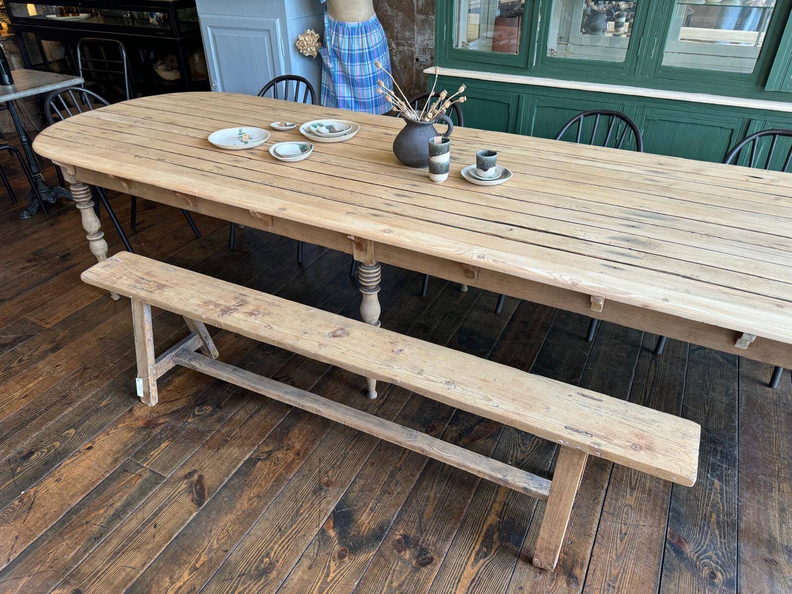 Large raw wood bench