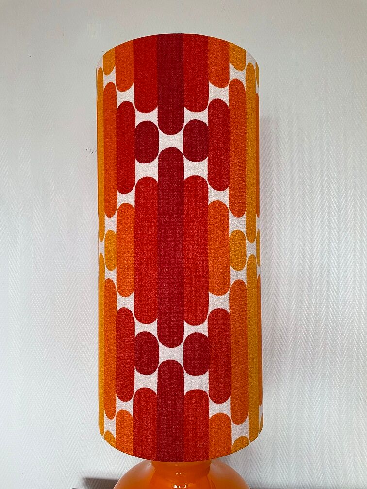 Camaieu table lamp - orange opaline and vintage fabric