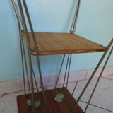 Formica side shelf, 2 shelves, gold metal - 60s