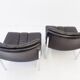 Eurochair set of 2 black leather lounge chairs by Girsberger