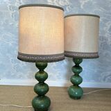 Green ceramic sun lamp/table, Kaiser Leuchten, Germany, 1960s elegance.