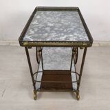 Brass and glass rolling trolley