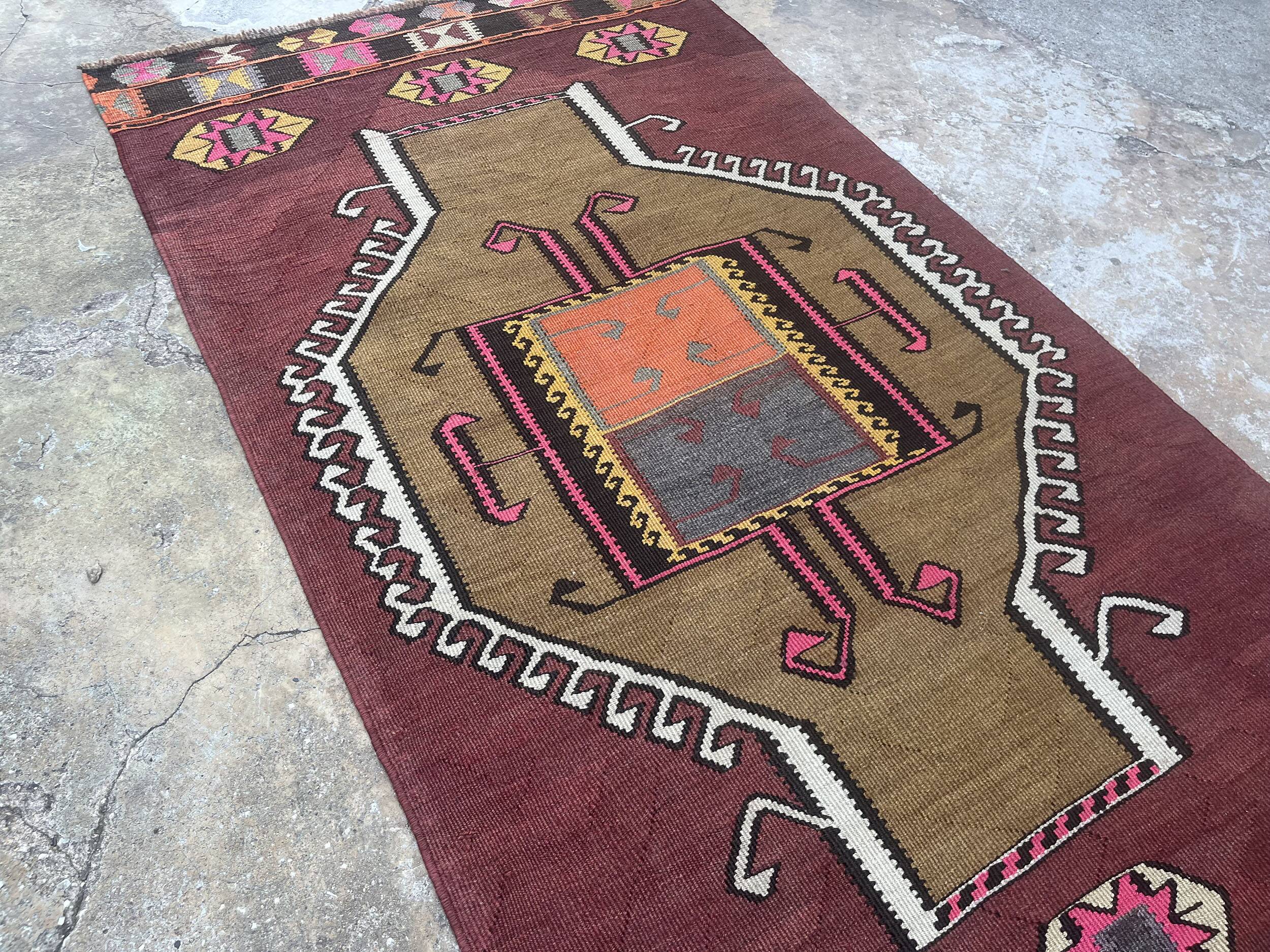 Handmade Large Colorful Hallway Rug