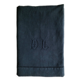 Drap ancien en lin et coton bleu nocturne