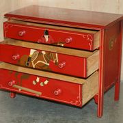 Hand-painted Victorian pine commode featuring a horse and jockey.
