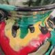 Art Deco vase in ceramic with flame glazes