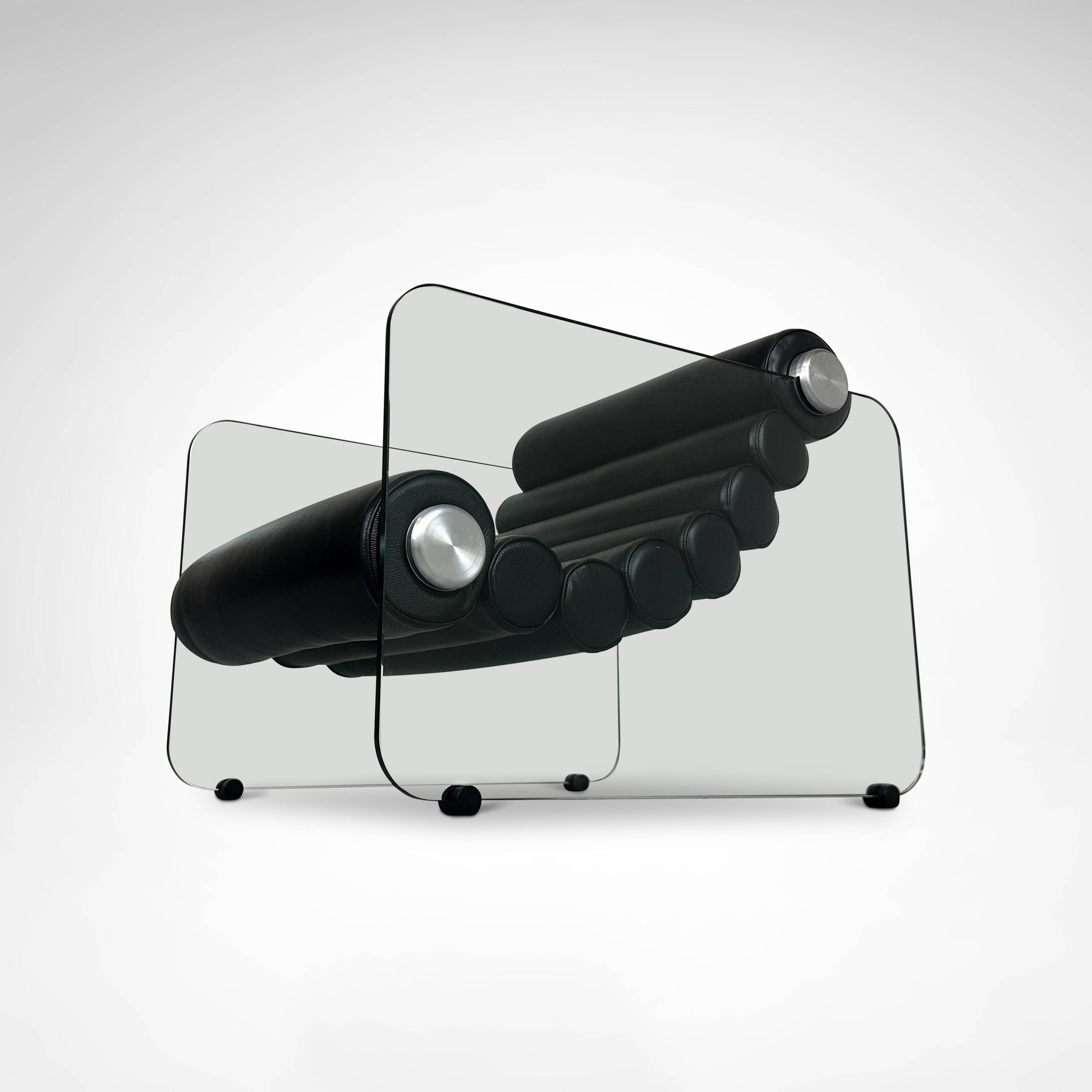 Hyaline leather and glass armchair by Fabio Lenci for Comfortline Italy 196.