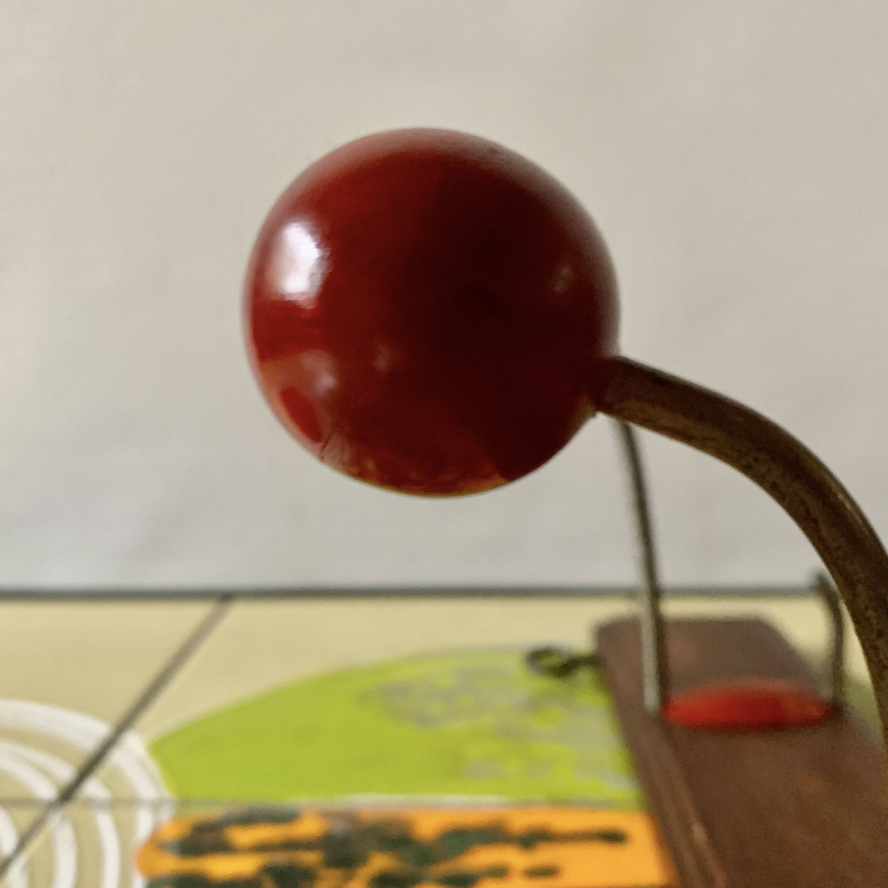 Vintage coat rack - double coat hook - red wooden balls