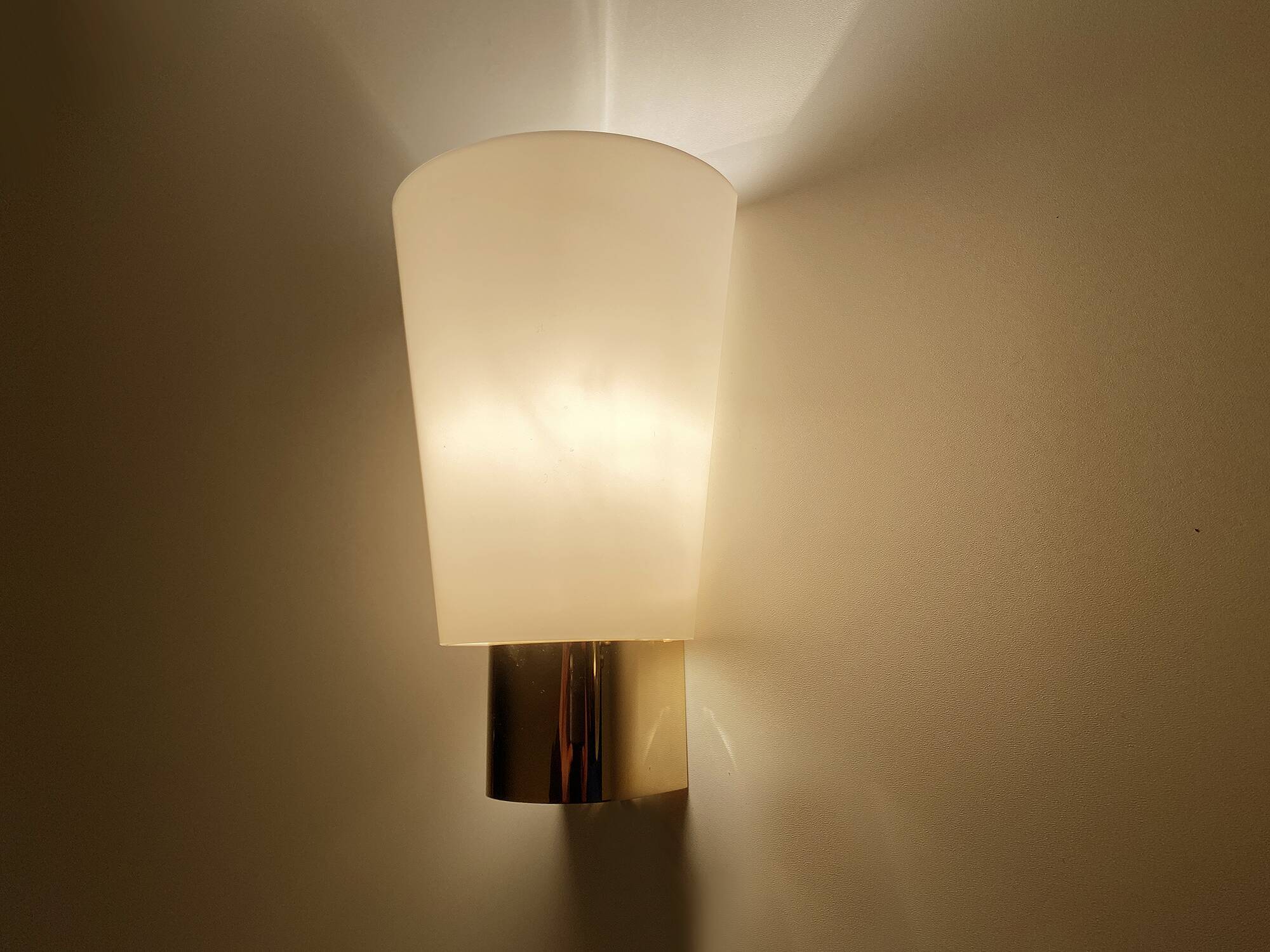 Set of 3 Vintage Limburg Wall Lights Gilded with fine gold, Glass