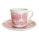 Vintage red earthenware coffee set, Swiss Landscape, Italy