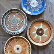 Set of 4 old and artisanal Savoyard plates